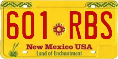 NM license plate 601RBS
