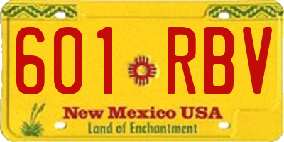 NM license plate 601RBV