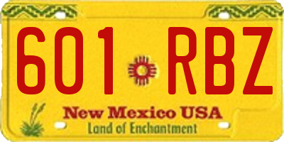 NM license plate 601RBZ