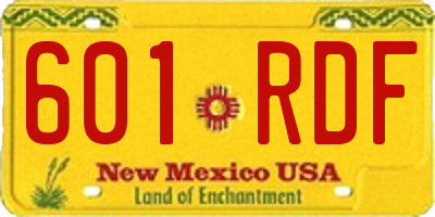 NM license plate 601RDF