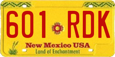 NM license plate 601RDK
