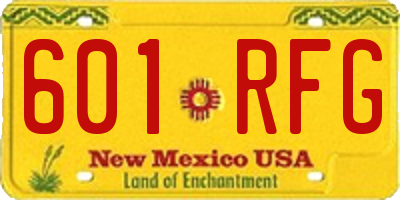 NM license plate 601RFG