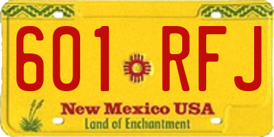 NM license plate 601RFJ