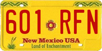 NM license plate 601RFN