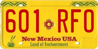 NM license plate 601RFO