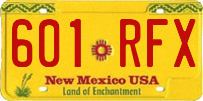 NM license plate 601RFX