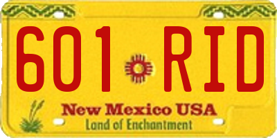 NM license plate 601RID
