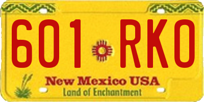 NM license plate 601RKO