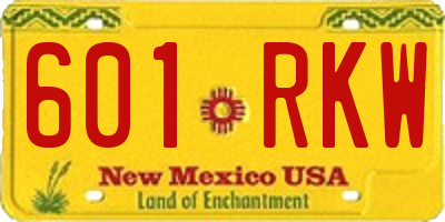 NM license plate 601RKW