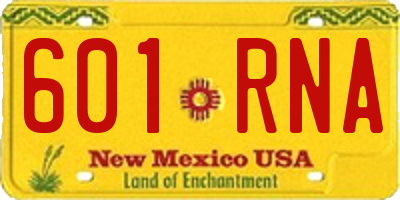 NM license plate 601RNA