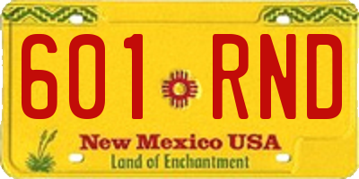 NM license plate 601RND