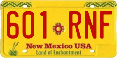 NM license plate 601RNF