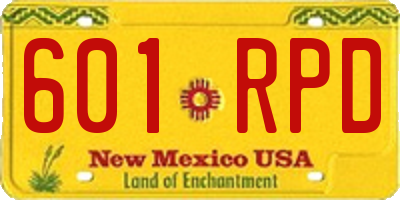 NM license plate 601RPD