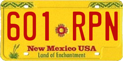 NM license plate 601RPN