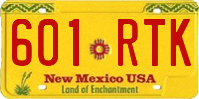 NM license plate 601RTK