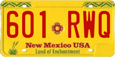 NM license plate 601RWQ