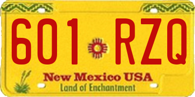 NM license plate 601RZQ