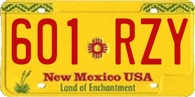 NM license plate 601RZY