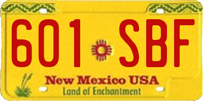 NM license plate 601SBF