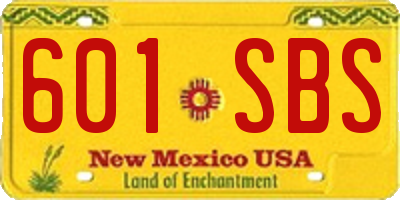 NM license plate 601SBS