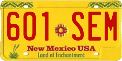 NM license plate 601SEM