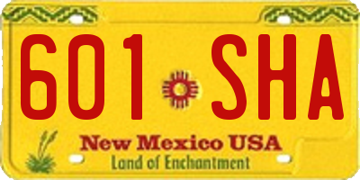 NM license plate 601SHA