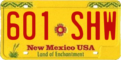 NM license plate 601SHW