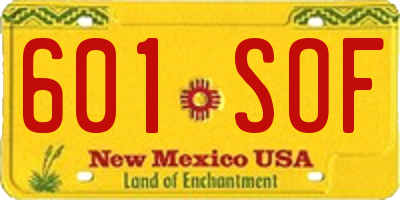 NM license plate 601SOF
