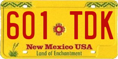 NM license plate 601TDK