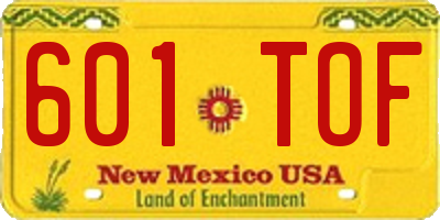 NM license plate 601TOF