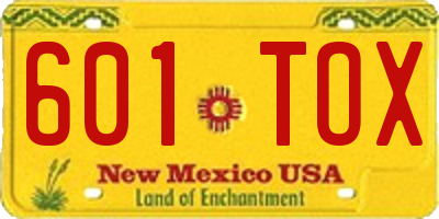 NM license plate 601TOX