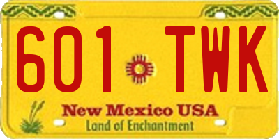 NM license plate 601TWK