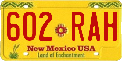 NM license plate 602RAH