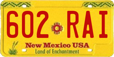 NM license plate 602RAI