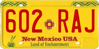 NM license plate 602RAJ