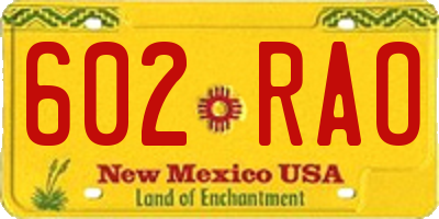 NM license plate 602RAO