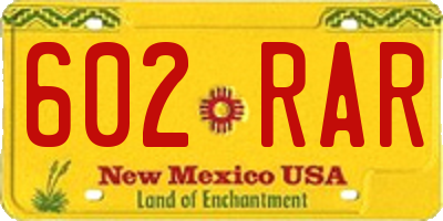 NM license plate 602RAR