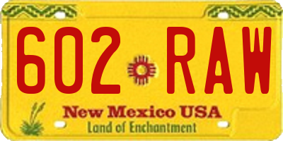 NM license plate 602RAW