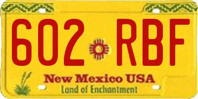 NM license plate 602RBF