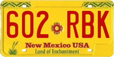 NM license plate 602RBK