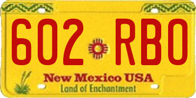 NM license plate 602RBO