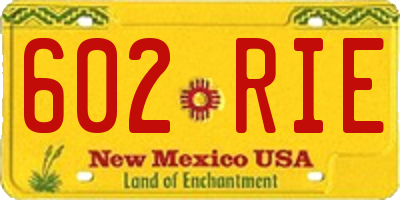 NM license plate 602RIE