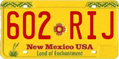 NM license plate 602RIJ