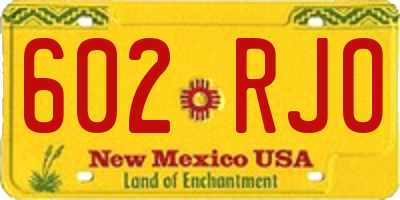 NM license plate 602RJO