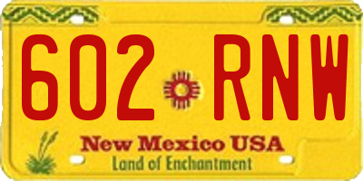 NM license plate 602RNW
