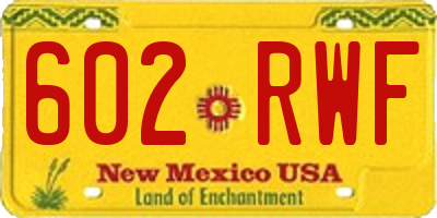 NM license plate 602RWF