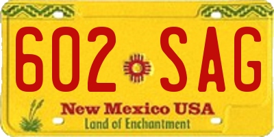 NM license plate 602SAG