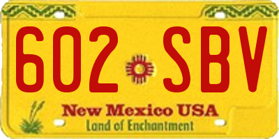 NM license plate 602SBV