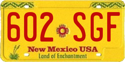 NM license plate 602SGF