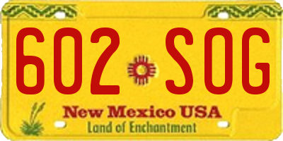 NM license plate 602SOG